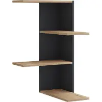 VCM Balos wandkast wandmontage 4 planken zwart, eik decor.