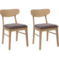 MCW Set van 2 eetkamerstoelen -M59, keukenstoel Stoel, stof/textiel massief hout ~ lichtgekleurd frame, taupe