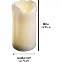 Novaliv 8x grote LED-pilaarkaarsen met timer - 7,5 cm diameter 15 cm hoogte - 2 AA-batterijen vereist LED-kaars van echte was met flikkerend effect vlamloze pilaarkaars - LED-kaars grote kerstverlichting