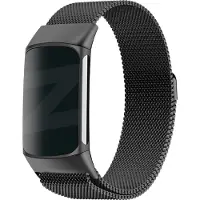 Bandz Milanese loop band geschikt voor Fitbit Charge 5 - Hoogwaardig gevlochten stalen materiaal - Milanees bandje met magneetsluiting - zwart