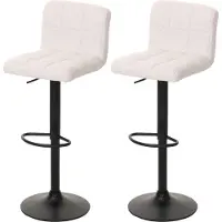 MCW Set van 2 barkrukken -G87, barkruk barstoel, in hoogte verstelbaar draaibaar, Boucle stof (450g/m²) ~ crème-wit