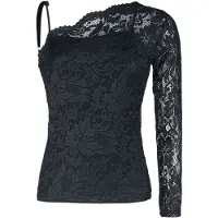 Black premium by emp Shirt met lange mouwen - One-Shoulder-Shirt aus Spitze - S tot XXL - voor Vrouwen - zwart - Maat M