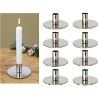 Novaliv 8x kaarsenhouder metaal kandelaar zilver 10x5cm kerstdecoratieve schaal kaarsspeld scandic chic kaarsenhouder tafelkaarsen adventskrans tafeldecoratie kaarsenbord decoratieve schaal