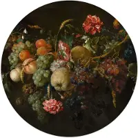 Reinders Glasschilderij De Heem - Guirlande van vruchten - Ø 50 - Glas -