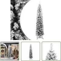 The Living Store Kunstkerstboom, slank model met sneeuwdecoratie, groen, 210 cm, PVC