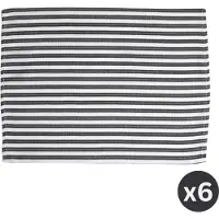 Tiseco - Placemat YINTE - SET/6 - gestreept - 33x45 cm - rechthoek - zwart