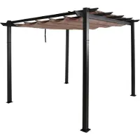 Mendler Aluminium pergola -N93, tuinpaviljoen, stevig frame van 8 cm, schuifdak, UV50+, 3x3 m ~ taupe