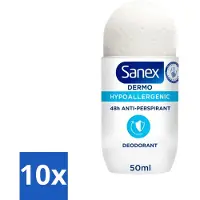 Sanex Dermo - Deodorant Roller - Hypoallergeen - 48h Anti-Transpirant - 50 ml - Bulkverpakking - 10 stuks