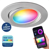 Gologi Slimme Inbouwspots - Smart LED Downlight Dimbaar - Kantelbaar - RGB+CCT Licht - Gu10 LED Lamp - Wit