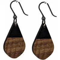 Charme Bijoux 100% Allergievrije lange Oorbellen- Dilara- Hout-Zwart-Bruin-