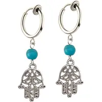 Charme Bijoux Klem oorbellen -Fatima -turquoise -zilverkleur-geen gaatje-