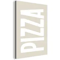MuchoWow Aluminium schilderij 60x80 cm - Wanddecoratie metaal - Pizza - Decoratie - Japandi - Wit - Metalen muurdecoratie woonkamer - Decoratie industrieel - Foto op dibond - Industriële accessoires slaapkamer