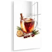 MuchoWow Glasschilderij 120x180 cm - Schilderij acrylglas - Thee - Warm - Winter - Sfeer - Foto op glas - Muurdecoratie woonkamer - Wanddecoratie slaapkamer - Schilderijen
