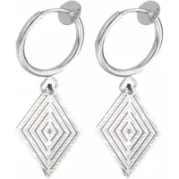 Charme Bijoux Klem oorbellen- zilverkleur- ruit- filigraan-geen gaatje-