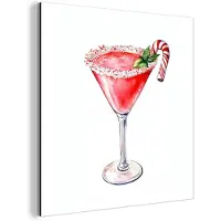 MuchoWow Aluminium schilderij 50x50 cm - Wanddecoratie metaal - Cocktail - Drank - Winter - Kunst - Metalen muurdecoratie woonkamer - Decoratie industrieel - Foto op dibond - Industriële accessoires slaapkamer