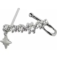 Charme Bijoux Zilveren oorbel- steker -klem-ster-linker strass-