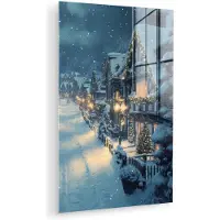 MuchoWow Glasschilderij 20x30 cm - Schilderij acrylglas - Kerstdorp - Kerst - Sneeuw - Winter - Foto op glas - Muurdecoratie woonkamer - Wanddecoratie slaapkamer - Schilderijen