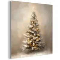 MuchoWow Aluminium schilderij 90x90 cm - Wanddecoratie metaal - Kerst - kerstboom - Sneeuw - Art - Metalen muurdecoratie woonkamer - Decoratie industrieel - Foto op dibond - Industriële accessoires slaapkamer