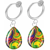 Charme Bijoux Klem oorbellen- cabochon- druppel -multi kleuren- geen gaatje-