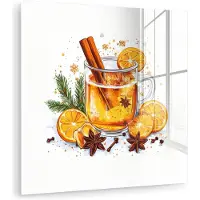 MuchoWow Glasschilderij 20x20 cm - Schilderij acrylglas - Warm - Thee - Oranje - Kaneel - Foto op glas - Muurdecoratie woonkamer - Wanddecoratie slaapkamer - Schilderijen