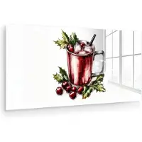 MuchoWow Glasschilderij 80x40 cm - Schilderij acrylglas - Drank - Winter - Cocktail - Rood - Foto op glas - Muurdecoratie woonkamer - Wanddecoratie slaapkamer - Schilderijen