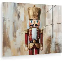 MuchoWow Glasschilderij 80x60 cm - Schilderij acrylglas - Kerst - Poppetje - Abstract - Foto op glas - Muurdecoratie woonkamer - Wanddecoratie slaapkamer - Schilderijen