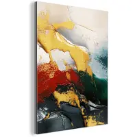 MuchoWow Aluminium schilderij 60x80 cm - Wanddecoratie metaal - Modern - Kerst - Abstract - Goud - Metalen muurdecoratie woonkamer - Decoratie industrieel - Foto op dibond - Industriële accessoires slaapkamer