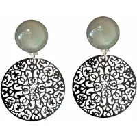 Charme Bijoux Clip oorbellen -grijs-zwart -filigraan- geen gaatje-