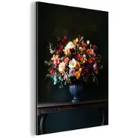 MuchoWow Aluminium schilderij 120x160 cm - Wanddecoratie metaal - Groot - Bloemen - Vaas - Boeket - Metalen muurdecoratie woonkamer - Decoratie industrieel - Foto op dibond - Industriële accessoires slaapkamer