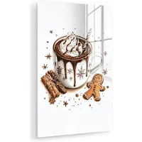 MuchoWow Glasschilderij 120x180 cm - Schilderij acrylglas - Chocomel - Decoratie - Koek - Winter - Kerst - Foto op glas - Muurdecoratie woonkamer - Wanddecoratie slaapkamer - Schilderijen