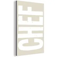 MuchoWow Aluminium schilderij 20x30 cm - Wanddecoratie metaal - Wit - Chef - Decoratie - Japandi - Metalen muurdecoratie woonkamer - Decoratie industrieel - Foto op dibond - Industriële accessoires slaapkamer