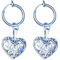 Charme Bijoux Klem oorbellen- Filigraan-hart- Zilverkleur- geen gaatje-