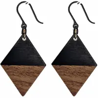 Charme Bijoux 100% Allergievrij Lange Oorbellen- Dilara Hout- Zwart Bruin-