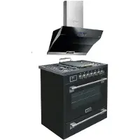 Kaiser - gasfornuis - 90 cm - HGE 93505 s + AT 9343 afzuigkap 90 cm - afzuigkap - grillplaat