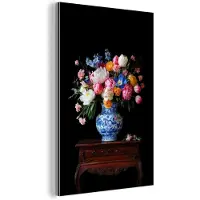MuchoWow Aluminium schilderij 120x180 cm - Wanddecoratie metaal - Rozen - Bloemen - Vaas - Boeket - Metalen muurdecoratie woonkamer - Decoratie industrieel - Foto op dibond - Industriële accessoires slaapkamer