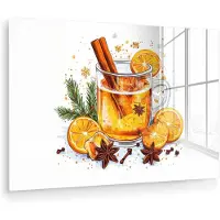 MuchoWow Glasschilderij 30x20 cm - Schilderij acrylglas - Warm - Thee - Oranje - Kaneel - Foto op glas - Muurdecoratie woonkamer - Wanddecoratie slaapkamer - Schilderijen
