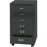 MCW Verrijdbare ladekast -L49, stalen ladekast archiefkast, metaal 75x40x41cm 6 laden ~ donkergrijs