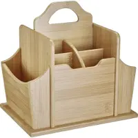 Westmark Organizer Tapas + Friends - praktische tafelorganizer met 7 vakken, mand voor bestek en servetten, houder voor keukengerei voor op tafel en op feestjes - bamboe
