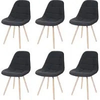 MCW Set van 6 eetkamerstoelen -A60 II, keukenstoel, retro jaren 50 ontwerp ~ stof/textiel donkergrijs