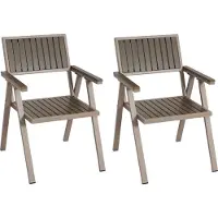 Mendler Set van 2 tuinstoelen -J95, balkonstoel Stoel, coating voor buiten, aluminium houtlook ~ frame champagne, grijs
