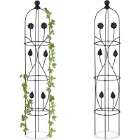Relaxdays plantensteun obelisk - set van 2 - 103 x 20 cm - klimplanten rozen en tomaten - metaal