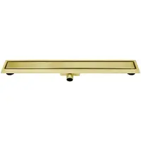 Guido Gusto Mat goud RVS Douchegoot compleet met flens 80x7x6,7cm gesloten rooster