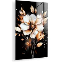 MuchoWow Glasschilderij 120x180 cm - Schilderij acrylglas - Bloem - Verf - Goud - Graffiti - Modern - Foto op glas - Muurdecoratie woonkamer - Wanddecoratie slaapkamer - Schilderijen