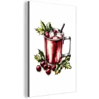 MuchoWow Aluminium schilderij 80x120 cm - Wanddecoratie metaal - Drank - Winter - Cocktail - Rood - Metalen muurdecoratie woonkamer - Decoratie industrieel - Foto op dibond - Industriële accessoires slaapkamer
