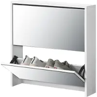 En.casa Schoenenkast met spiegels en 2 vouwdeuren 67x63x17 cm wit