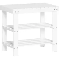 SoBuy FSR02-K-W Schoenenbank - Witte Opbergbank in Massief Hout
