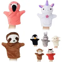 Relaxdays handpoppen voor kinderen - 8x poppenkastpoppen - dieren - poppen - handpop