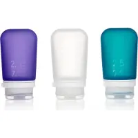 Human Gear - GoToob+ 3-Pack - reisflesje - flacon - lekvrij - herbruikbaar - lichtgewicht - Medium - 74ML - Clear/Purple/Teal