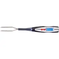 Westmark Braad- en grillvork met thermometer, met led-scherm en zaklamp, lengte: 38,5 cm, roestvrij staal/kunststof/siliconen, zilver/zwart/rood, 15042280