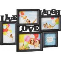 Relaxdays fotolijst Live Love Laugh - 5 foto's - 10x10 - 10x15 - 18x13 - collagelijst - zwart